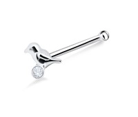 Bird Stone Shaped Silver Bone Nose Stud NSKD-326